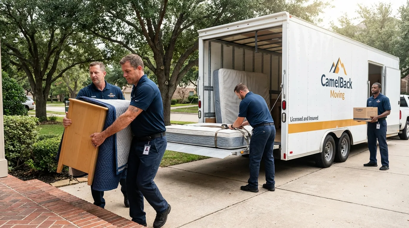 Crew loading residential truck for cross-state move from Shiprock, NM