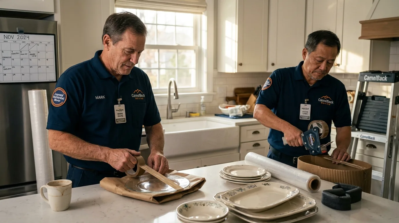 Professional crew packing kitchen dishware in Shiprock, NM